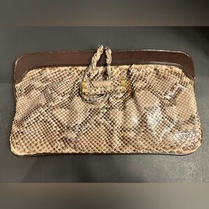 Susan Gail Brown Snakeskin Clutch